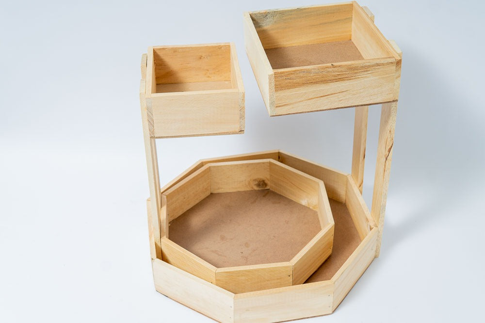 Wood Hex Two Tier Tray