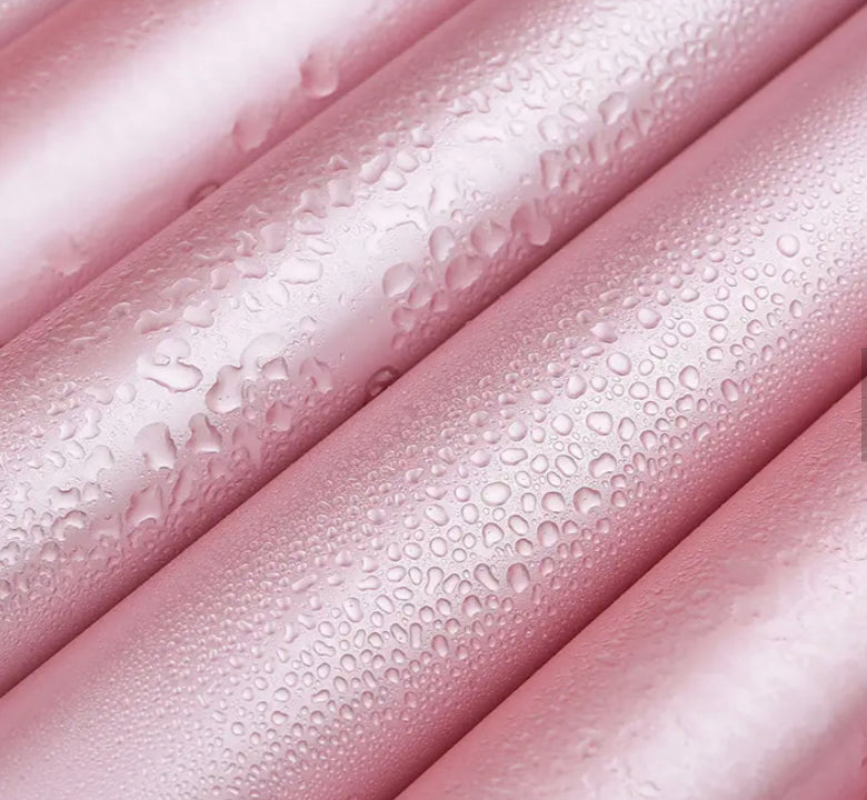 Pink Metallic Like Double Sided Beige Flower Wrapping Paper