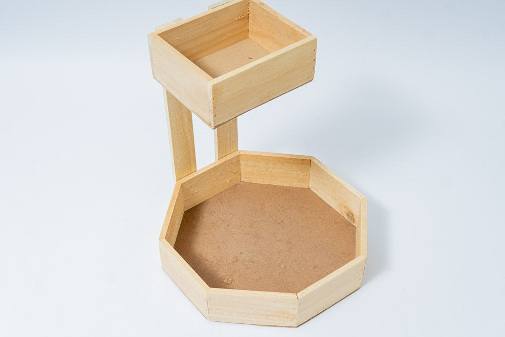 Wood Hex Two Tier Tray