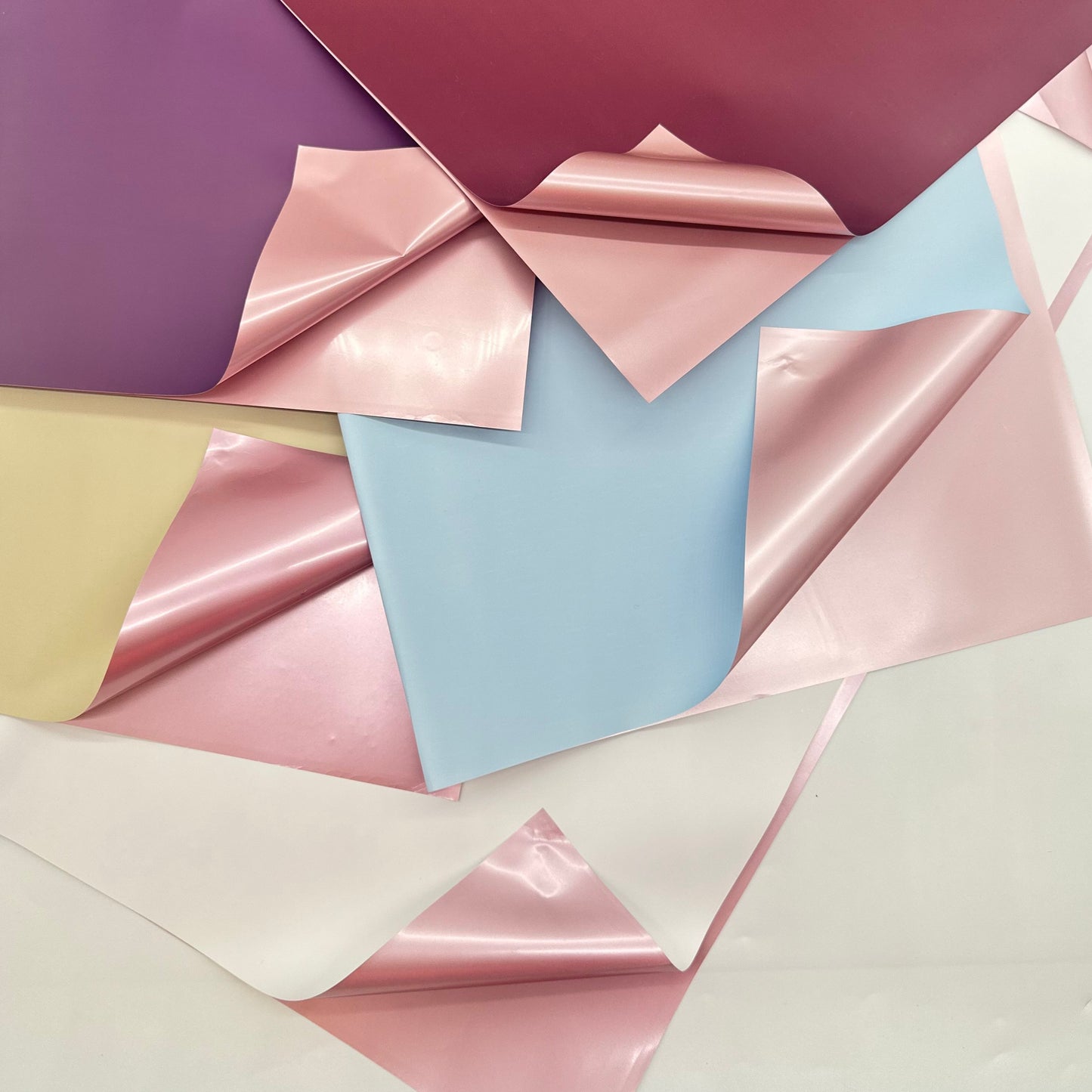 Pink Metallic Like Double Sided Flower Wrapping Paper