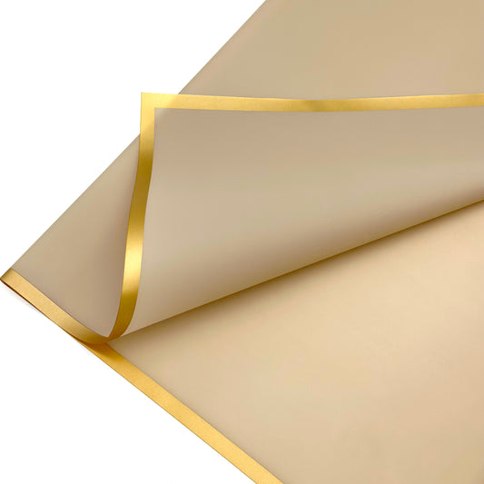 Gold Edge Flower Khaki Wrapping Paper