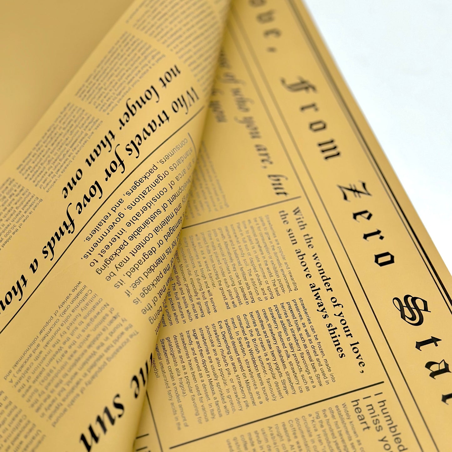 Newspaper Khaki Flower Wrapping Paper