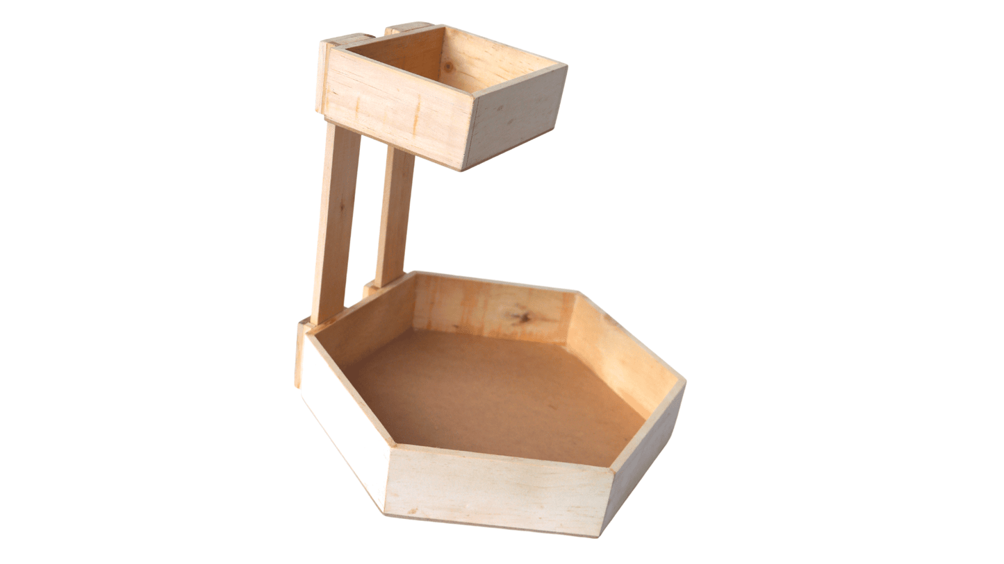 Wood Hex Two Tier Tray