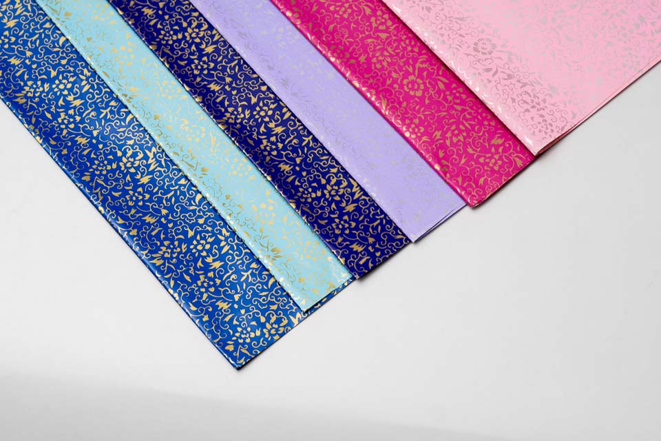 Golden Flowers Wrapping Paper Pck 20