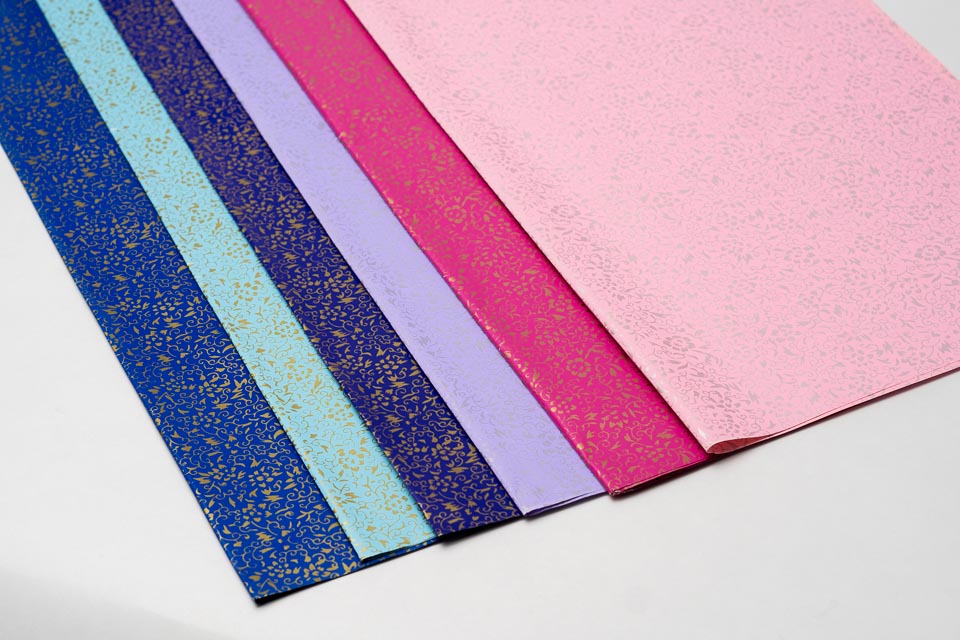 Golden Flowers Wrapping Paper Pck 20