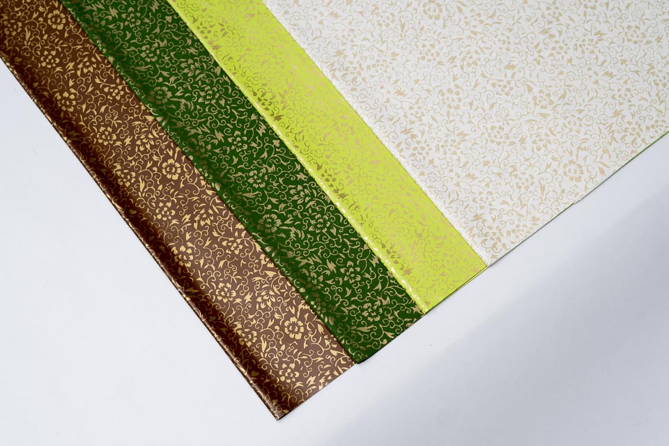 Golden Flowers Wrapping Paper Pck 20
