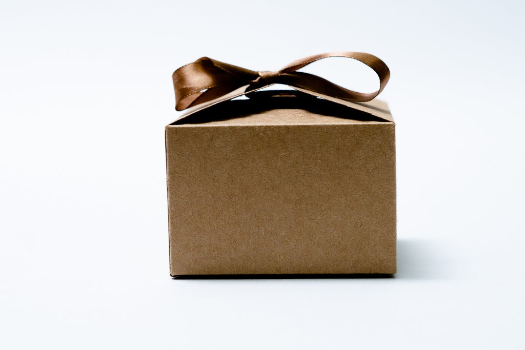 Cube Box W/ Ribbon Kraft Small Pck 12